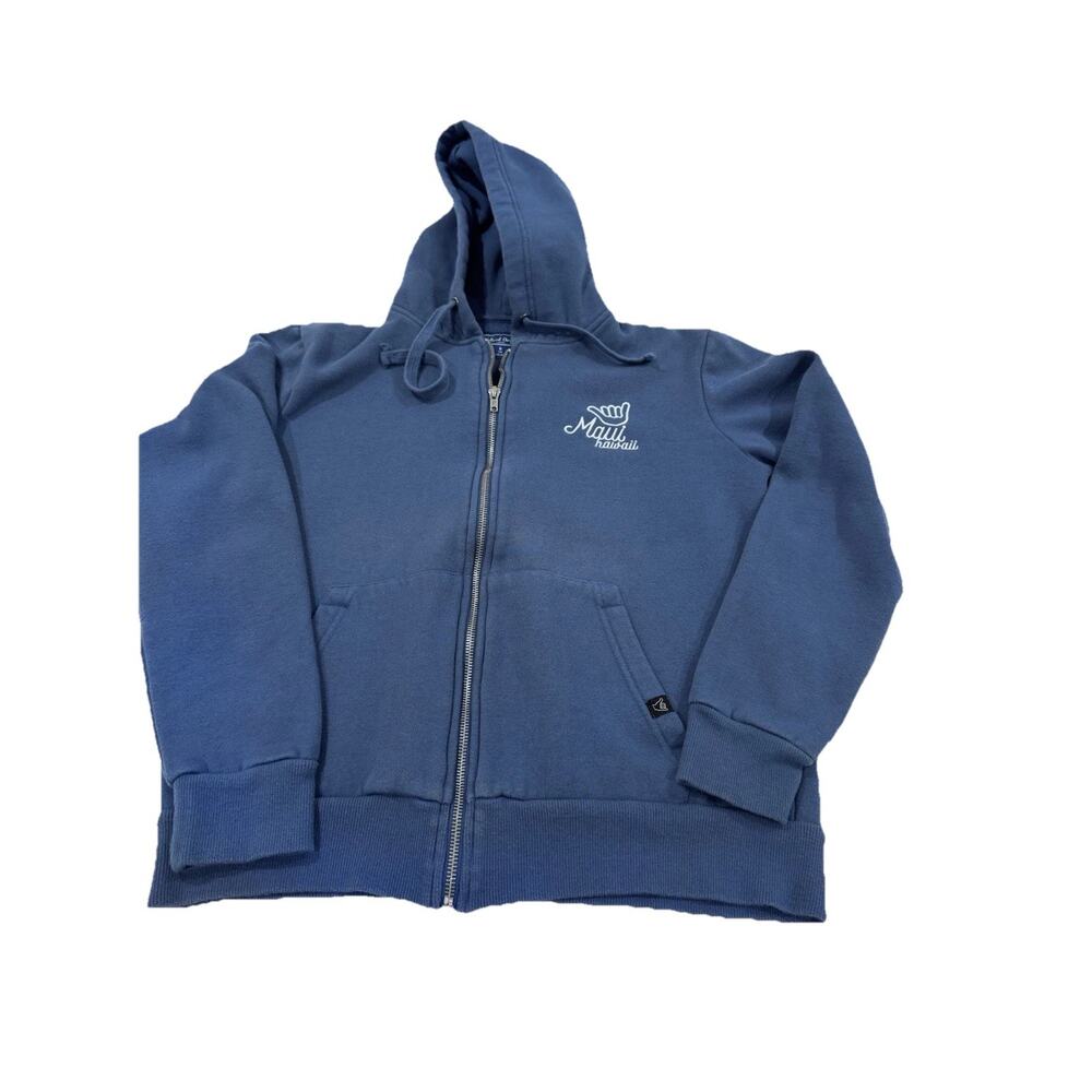 Island Crew Hawaii Zip Up Hoodie Embroidered Mens S Blue